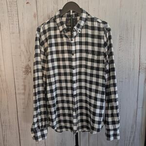 Rugby University Shirt Mens XL Black White Buffalo Check Plaid Flannel Grunge XL